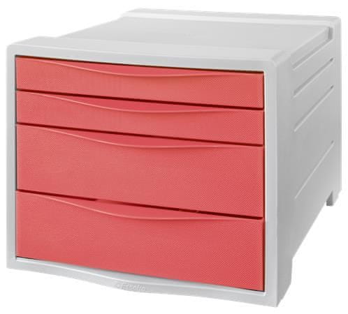 Esselte Zásuvkový box "Colour`Breeze", koralová, plast, 4 zásuvky, 628457